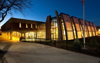 Schenectady Library exterior at night