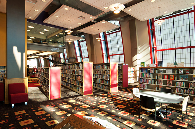 Schenectady Library interior book shelves area