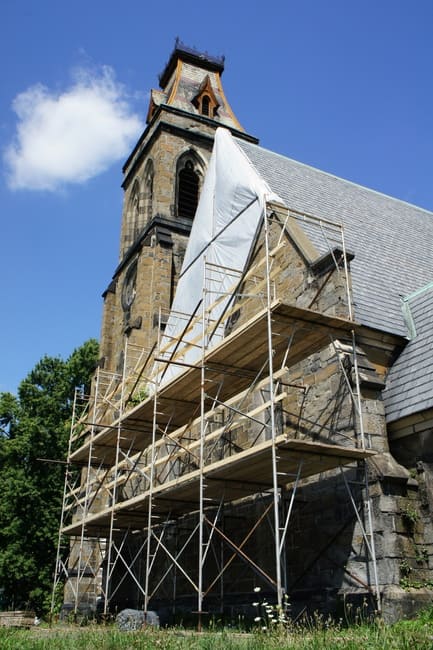 Woodside Church Woodside church exterior showing refacing work